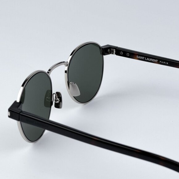 Saint Laurent SL707 001 BRAND NEW Sunglasses Silver Havana Grey Oval Unisex - Picture 10 of 13